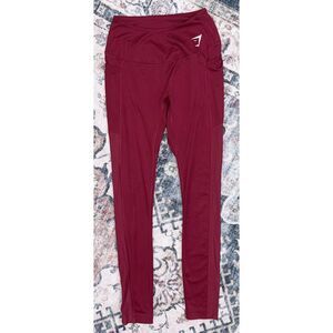 Gymshark Burgundy High Rise Leggings Pocket Athletic Workout Pants Compression S
